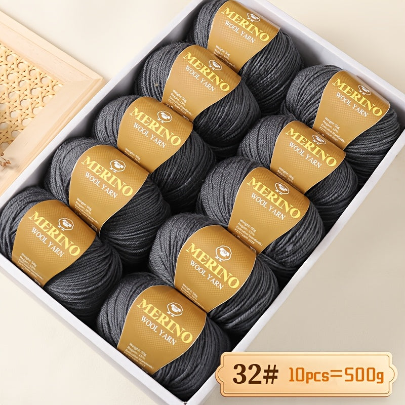 10 JIUWEIDIAOWANG Merino Wool Yarn balls, 500g each, 212 Medium Weight, Hand-Dyed DIY material for knit apparel - Multicolor Gradient, Chunky & Fine Blend, Camel Hair, Autumn Winter.