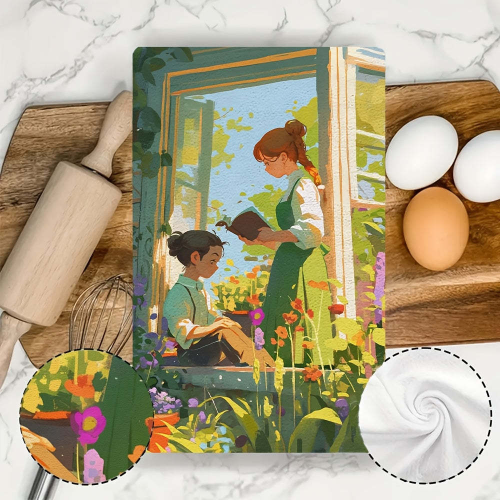 Two pieces of ultra soft kitchen towels are perfect for spending the day gardening together, whether planting flowers or vegetables. These highly absorbent dish hand towels are great for holiday decor and are machine washable. Each towel measures 16x24