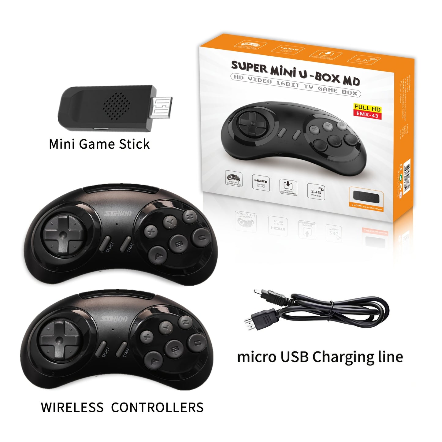 Retro Stick 3.1 Wireless Controller for TV with Plug and Play USB, ABS Material, No Battery, Easy Setup, and 2.4G/3G/4G/5G Connectivity.