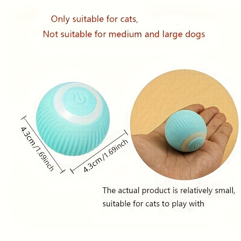 Electric smart cat toy ball with USB rechargeable automatic movement for small cats, with two active modes, suitable for small cats and dogs.