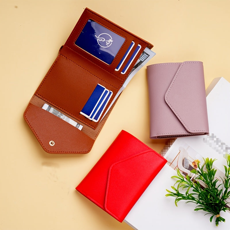 Candy colored women's wallet with button closure, 6 card slots, and coin purse - perfect for a night out.