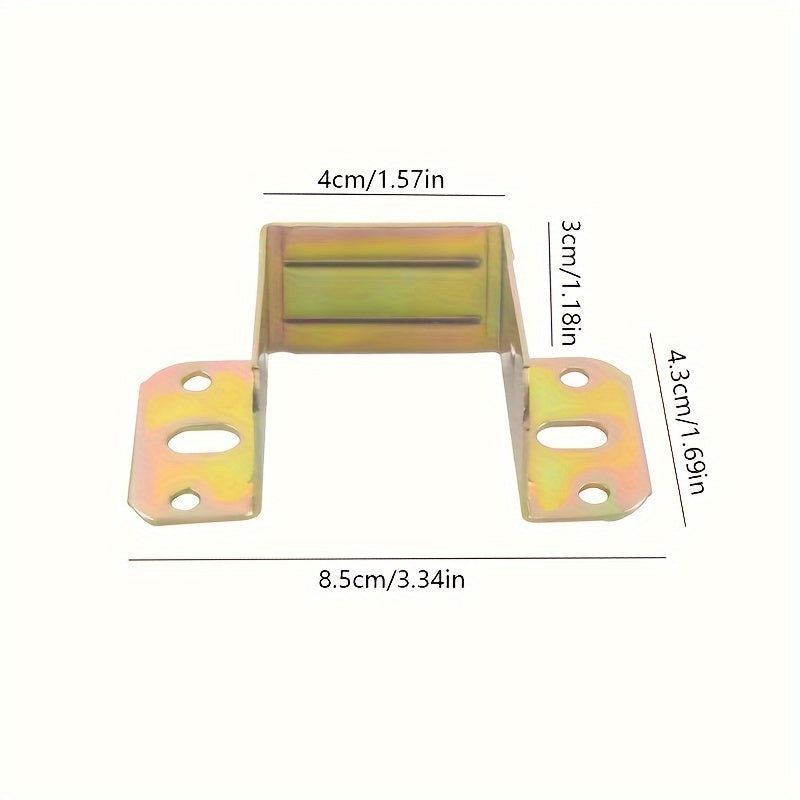 Iron bed frame brackets, set of 4, providing metal angle support hooks for fixing furniture. These heavy-duty bed corner hinge hardware accessories are designed to ensure sturdiness and durability.