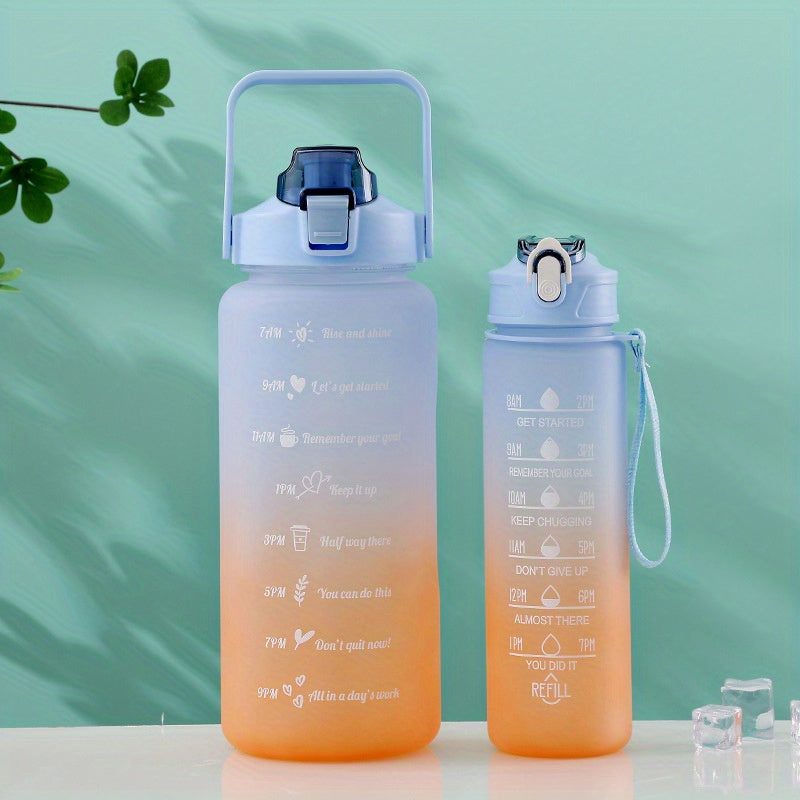 Large capacity water bottle with gradient color design, leak-proof and lightweight for outdoor use, great gift for friends and family.