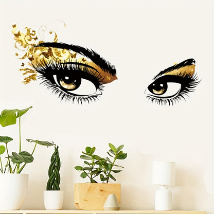 Stylish wall decal with black and gold glitter design, perfect for bedroom, study, or living room decor. Creative self-adhesive PVC sticker.