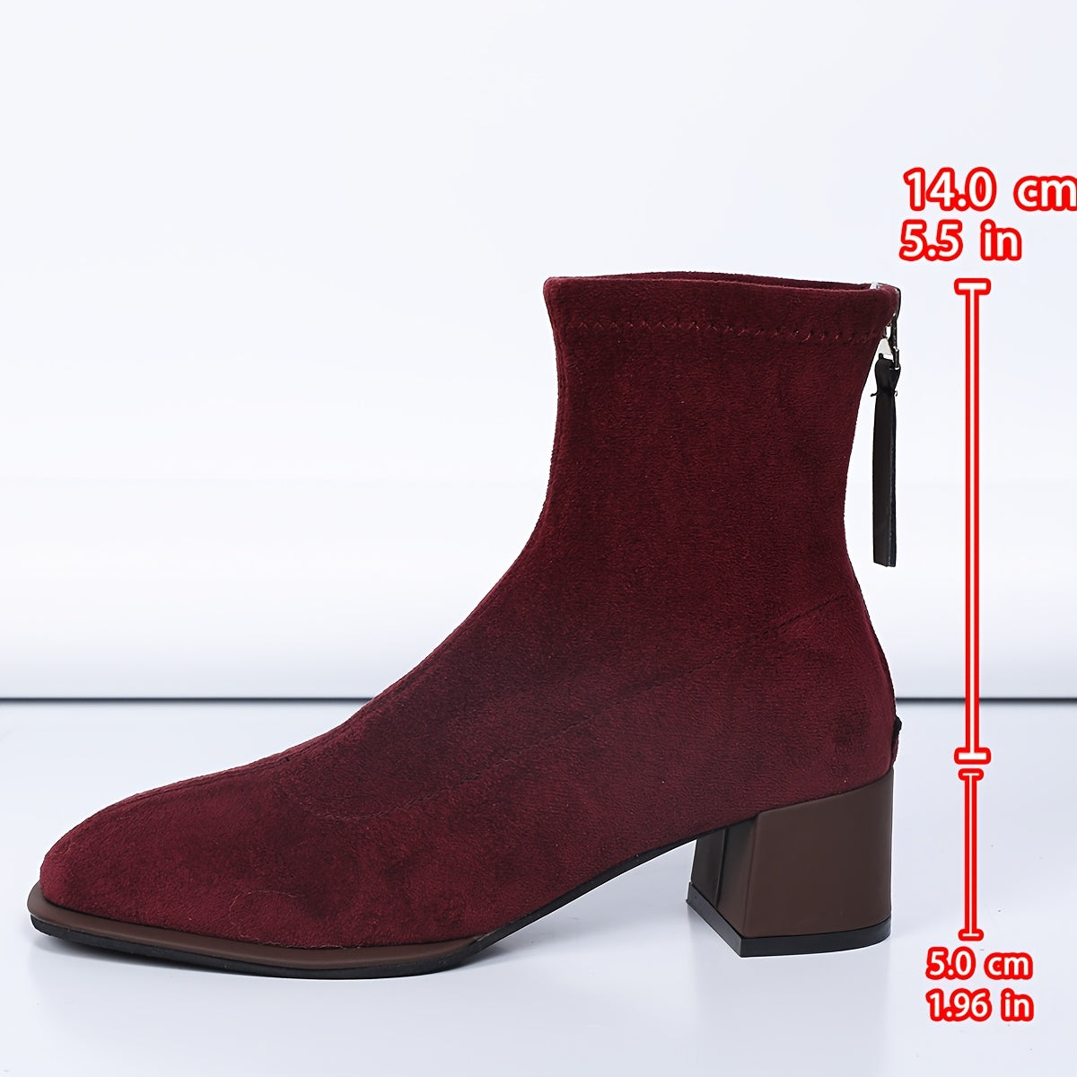 Elegant ankle booties for women with square toe, flannel upper, rubber sole, block heel, and zipper closure - ideal for fall season comfort.