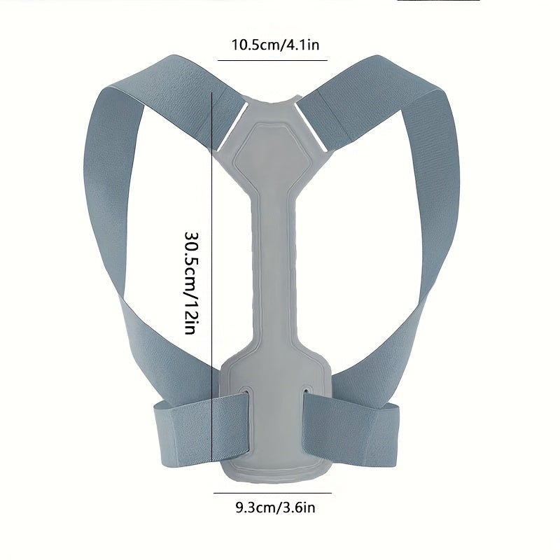 Adults' invisible kyphosis corrector in blue with adjustable strap and breathable mesh for hunchback relief and ergonomic back support, ideal for daily wear.