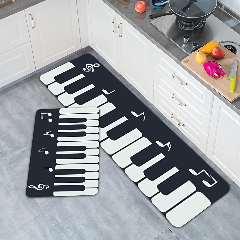 Floor mats rugs featuring a simple piano music pattern, suitable for living rooms, bedrooms, kitchens, and bathrooms. Can be used as living room bedroom kitchen floor mats, bathroom mats, outdoor rugs, or decorative bath mats. Non-slip, suitable for the