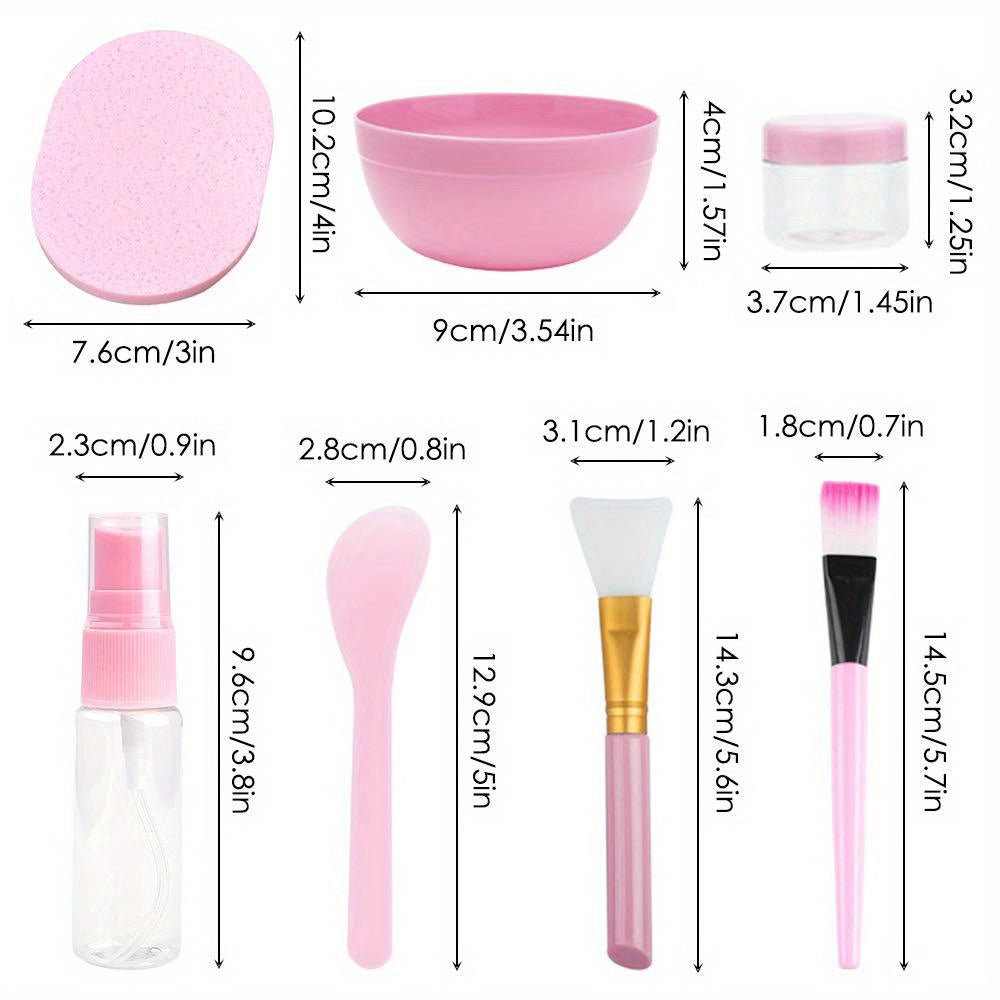 YuCool 11-piece DIY facemask mixing tool set in pink.