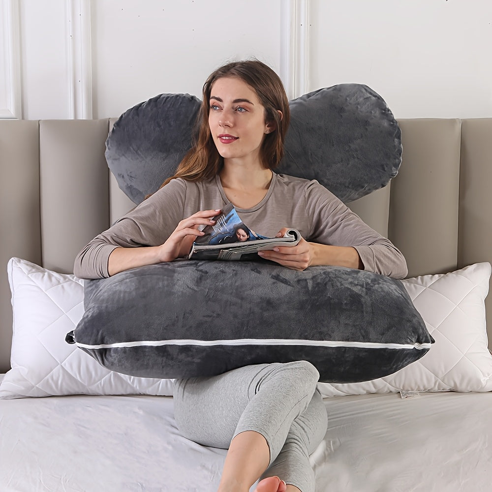 The Extra Comfort U-Shaped Maternity Pillow is a versatile cushion measuring 114.3cm x 53.34cm. Made with soft plush polyester, this pillow provides side sleeper support and is designed to offer relief from abdominal and back pressure during pregnancy.