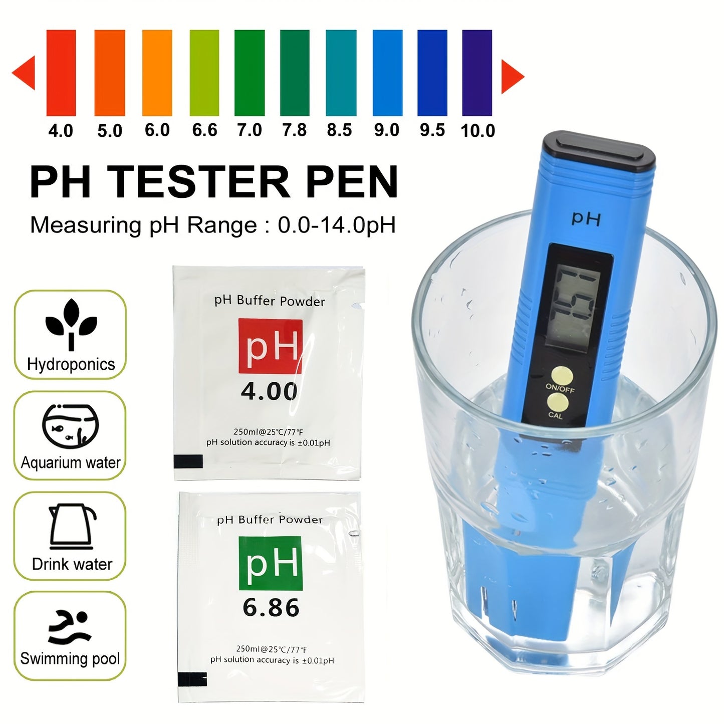 PH TDS Meter Digital Tester Pen for Monitoring Water Quality in Aquariums, Pools, and Spas.