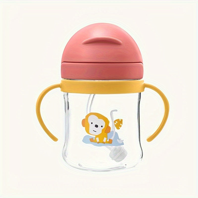 250ml Cartoon Print Kids Drinking Mug with Straw, Durable Leak-Proof Plastic, BPA-Free, Easy to Carry and Clean