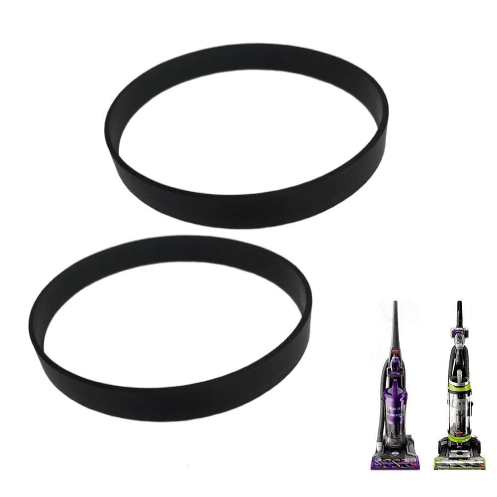 Two pieces of Universal Vacuum Cleaner Belts designed to be compatible with Bissell Models 7, 9, 10, 12, 14, and 16. These high-tensile rubberized drive belts are durable and do not require electricity to function. They are ideal replacement parts for