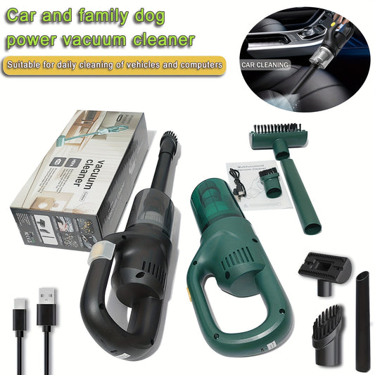 Portable wireless handheld vacuum cleaner with rechargeable battery, strong 5kpa cyclone suction, ideal for car, office, and home use.