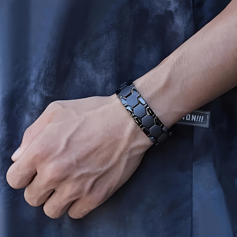 The Perfect Father's Day Gift - Hypoallergenic Titanium Steel Cuff Bracelet with Magnetic Energy, Water-Resistant, and Durable Design - Stylish Wristband for Men