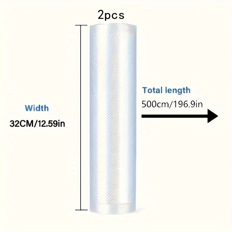Пакеты для вакуумной упаковки пищевого качества - 2 рулона | Идеально подходит для хранения пищи в холодильнике и микроволновой печи | Многоразовый и противопроливной | Доступно в различных размерах