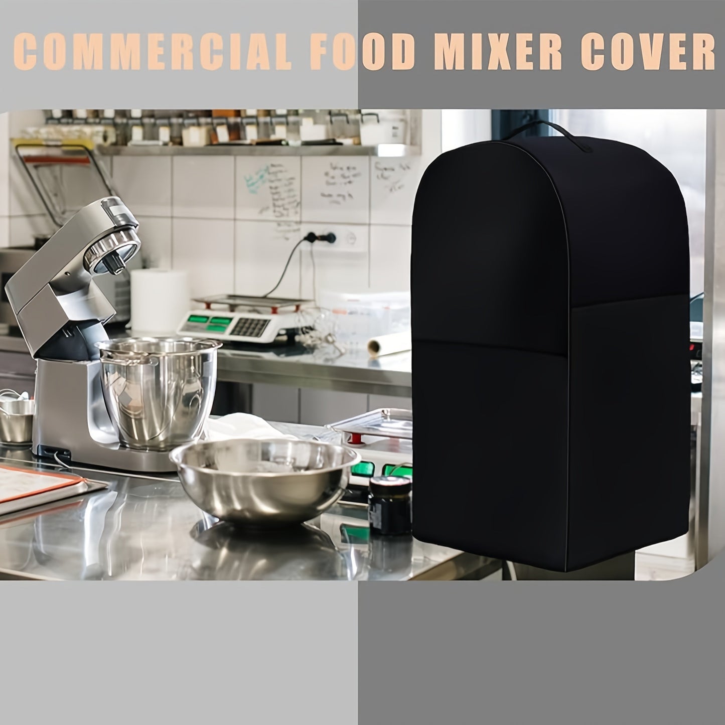 Black Oxford Fabric Waterproof Blender Cover for 15Qt & Smaller with Carry Handles & Pockets, Pet and Dust Protection, Easy to Clean, Durable Cover for Large Food Processors