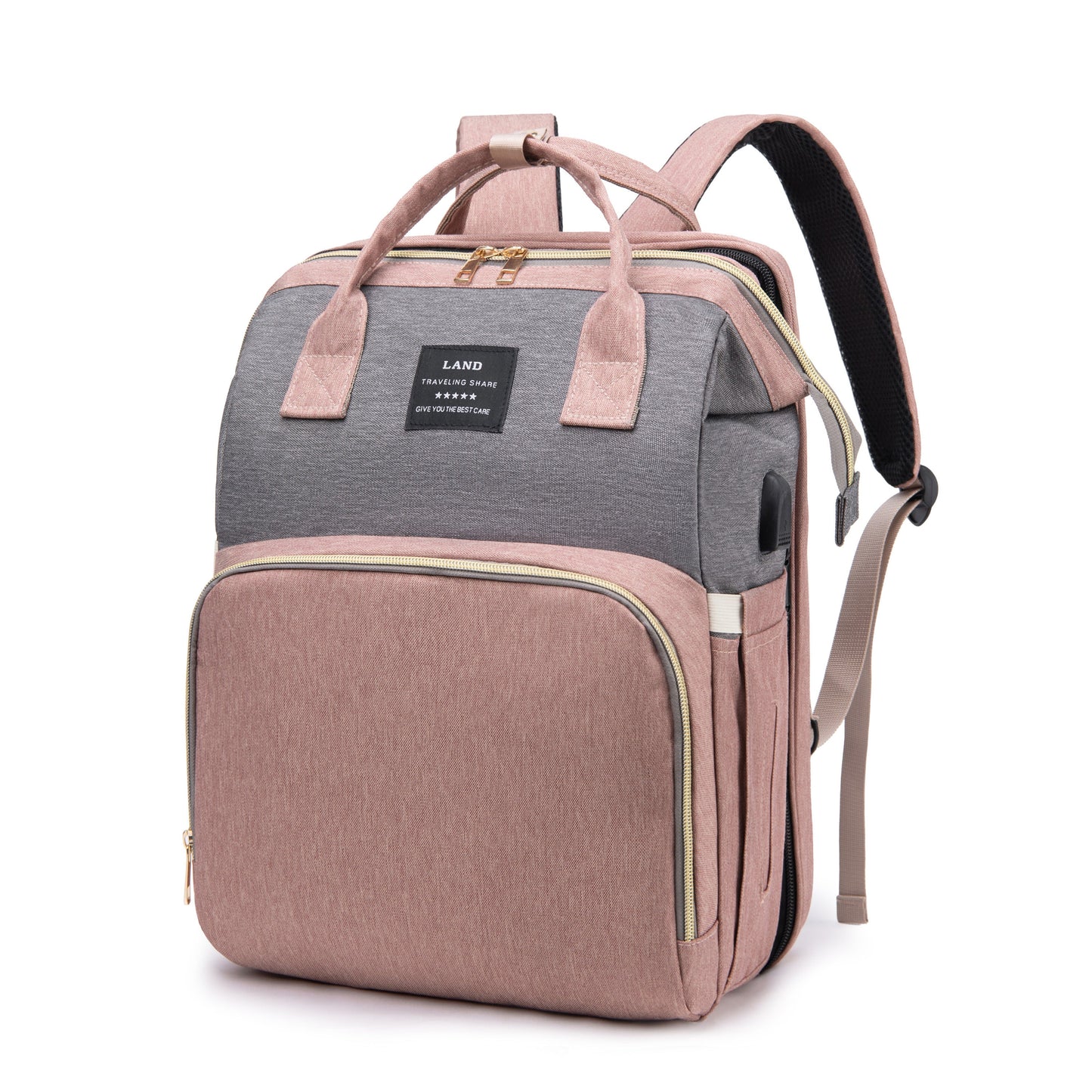 Get the ultimate convenience and style with the Lamroro Multifunctional Diaper Backpack! Made with a soft shell polyester, this daypack includes a changing station, mirror embellishment, multiple compartments, and a stylish striped pattern. Perfect for