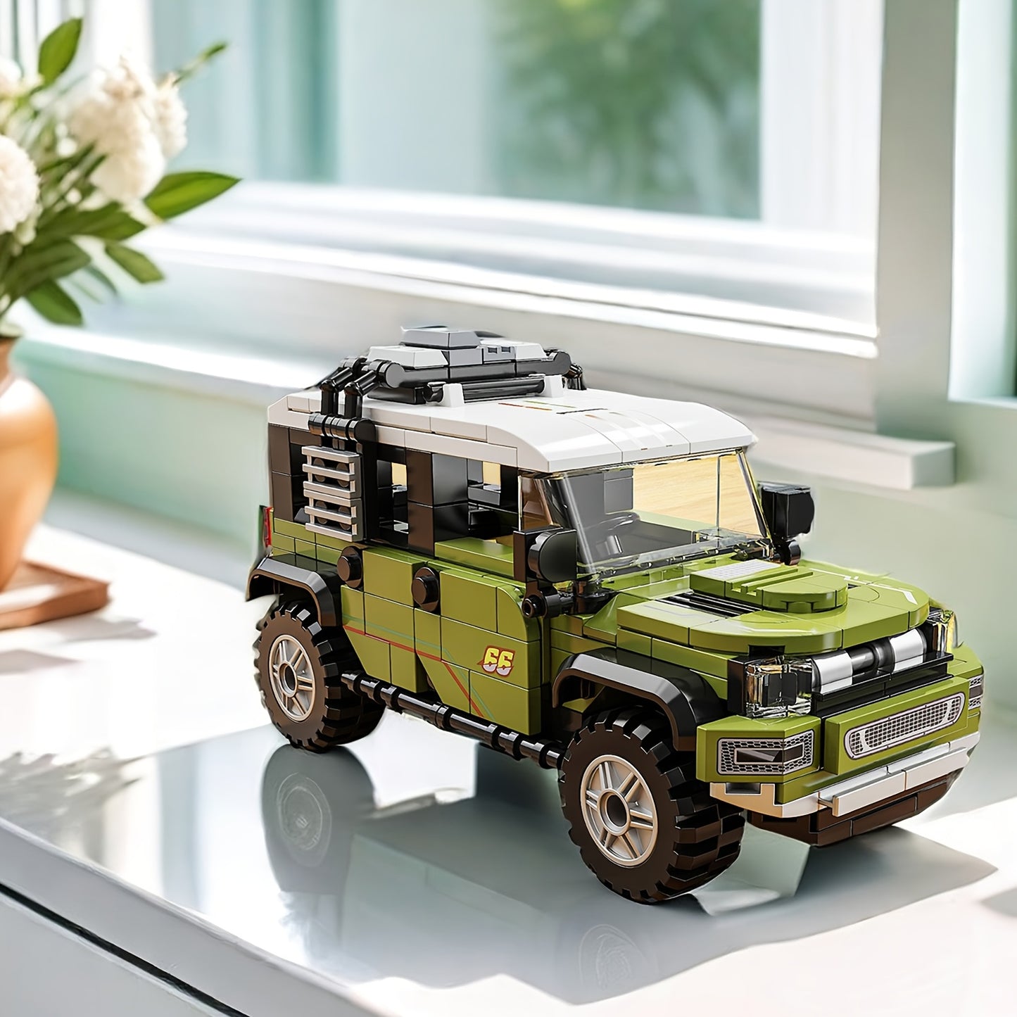 330-piece green off-road SUV model building kit with durable ABS blocks. Enhances focus, hand-eye coordination, and creativity for teens aged 6+. Perfect movie-themed educational toy and