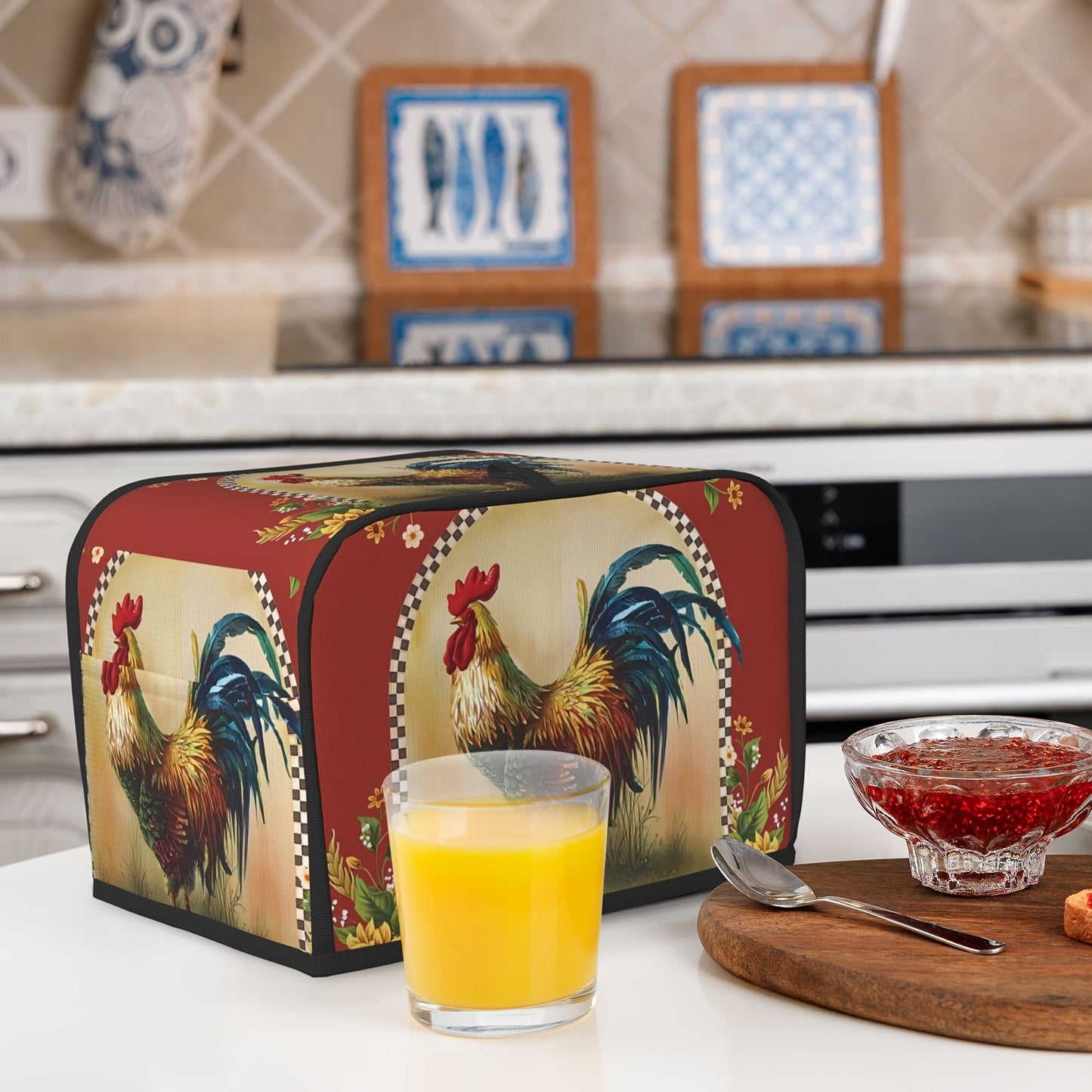 Protect your small kitchen appliance with this Sunflower Rooster Bread Maker Cover featuring a charming chick print design. This dust cover is suitable for 2-slice models of bread makers and microwaves.