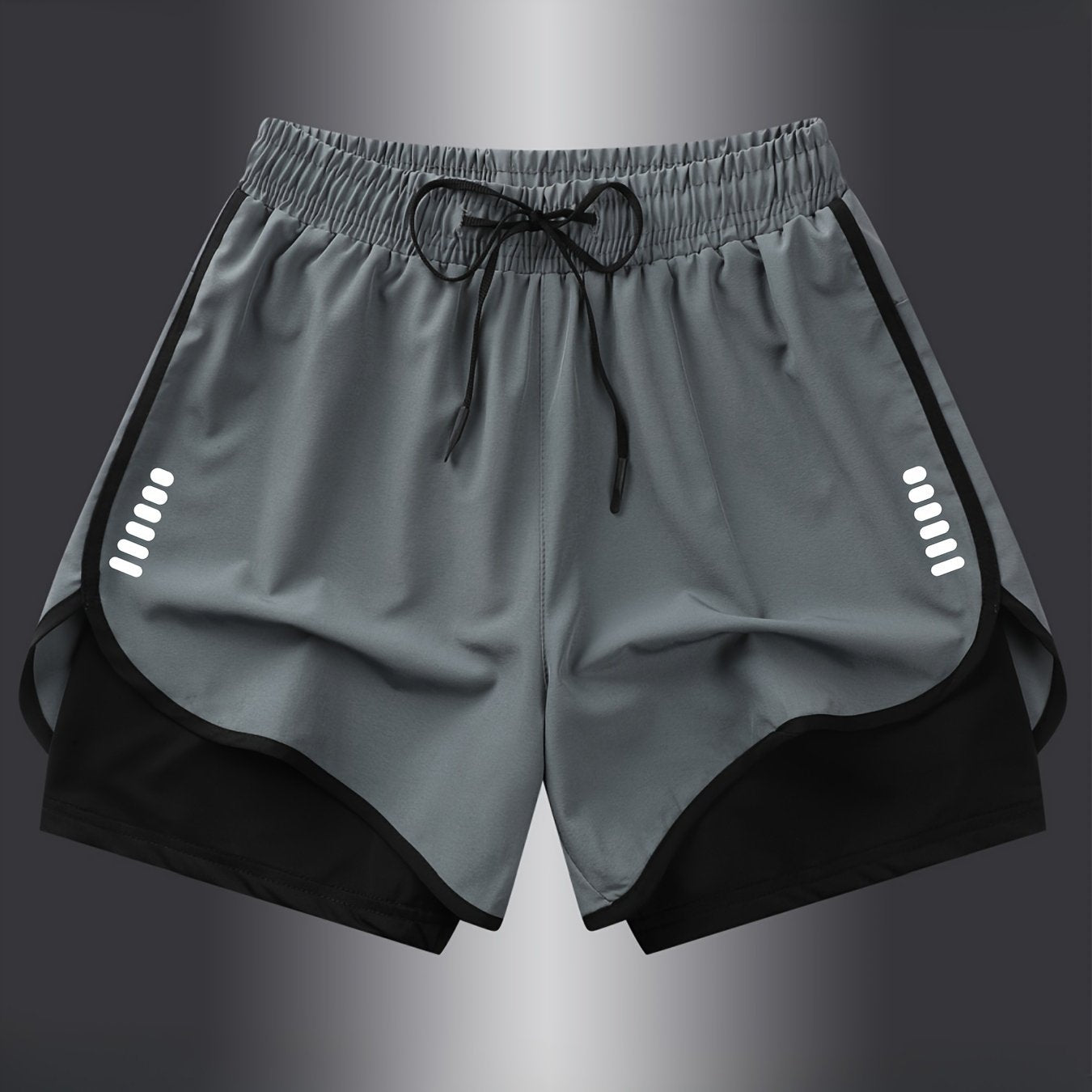 Breathable men's athletic shorts with quick-dry polyester and printed design, perfect for summer sports.