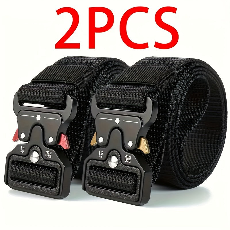 2pcs Tactical Multi-Function Belt for Men - Ideal for Hunting, Outdoors, and Gifting -Strong Plastic Buckle - Great for Valentine's Day