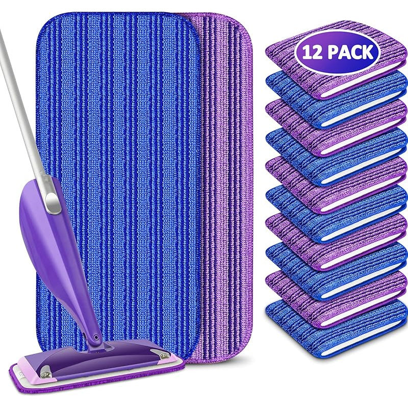 Reusable Mop Pads in a 12-Pack, Designed for Swiffer Wet Jet, Washable Microfiber Mop Heads for Dry and Wet Cleaning at Home