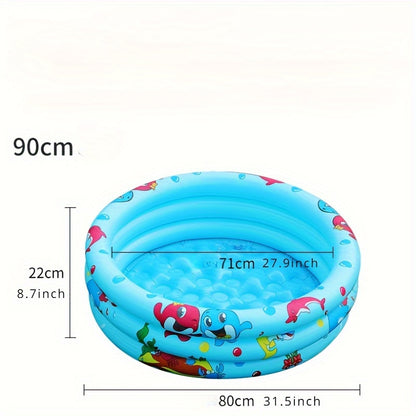 Children's inflatable pool made of durable PVC, includes accessories for home fun.