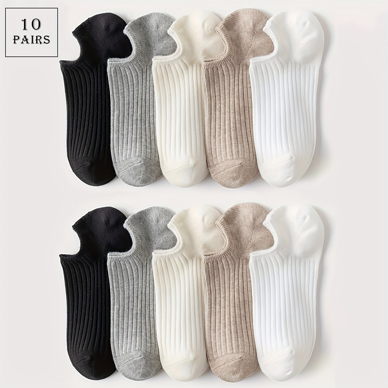 5 pairs of men's invisible socks that are comfortable, breathable, sweat-resistant, and anti-odor.