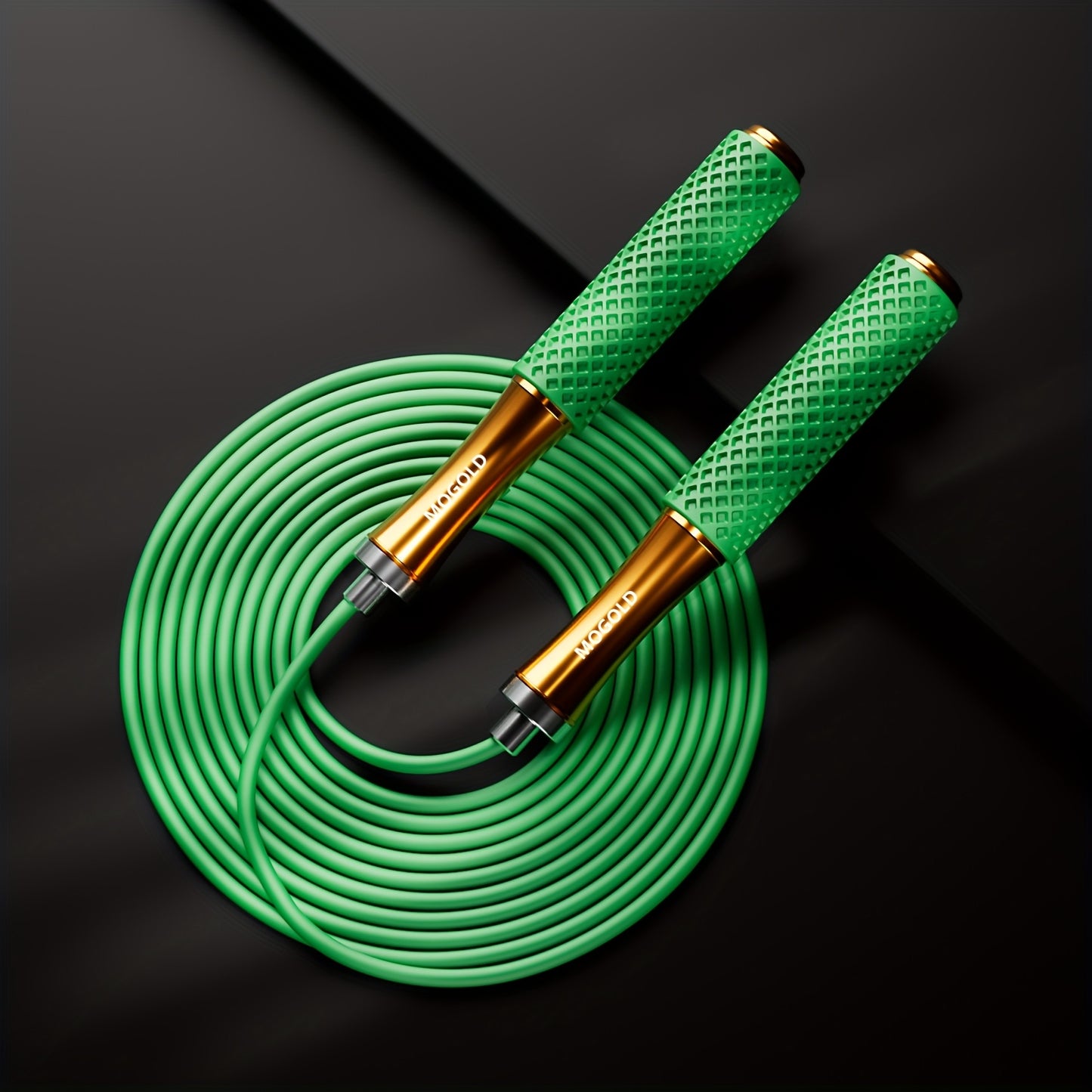 Adjustable Weighted Jump Rope for Speed Training, with Quick Lock, designed for Men and Women Fitness Workout. Available in Black and Green Options.