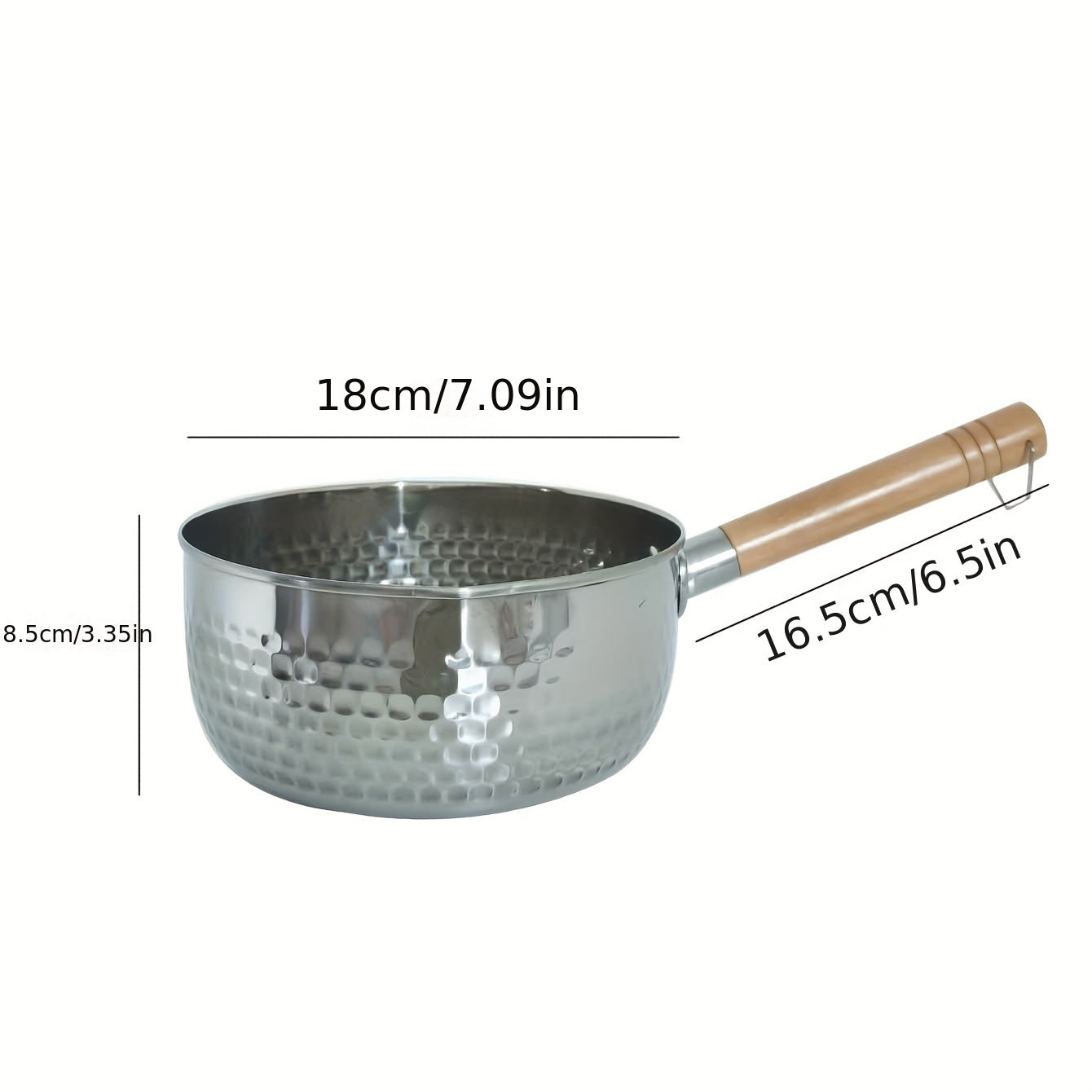 Small Stainless Steel Saucepan with 2L/2.1QT Capacity, Ideal for Cooking Noodles and Soups, Single Serve Milk Pan, Induction Compatible, Includes Wooden Lid for Home Kitchen Use.