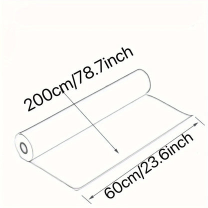 A 59.94cm by 199.9cm roll of glass film for electrostatically adhering PVC material in glass decoration.