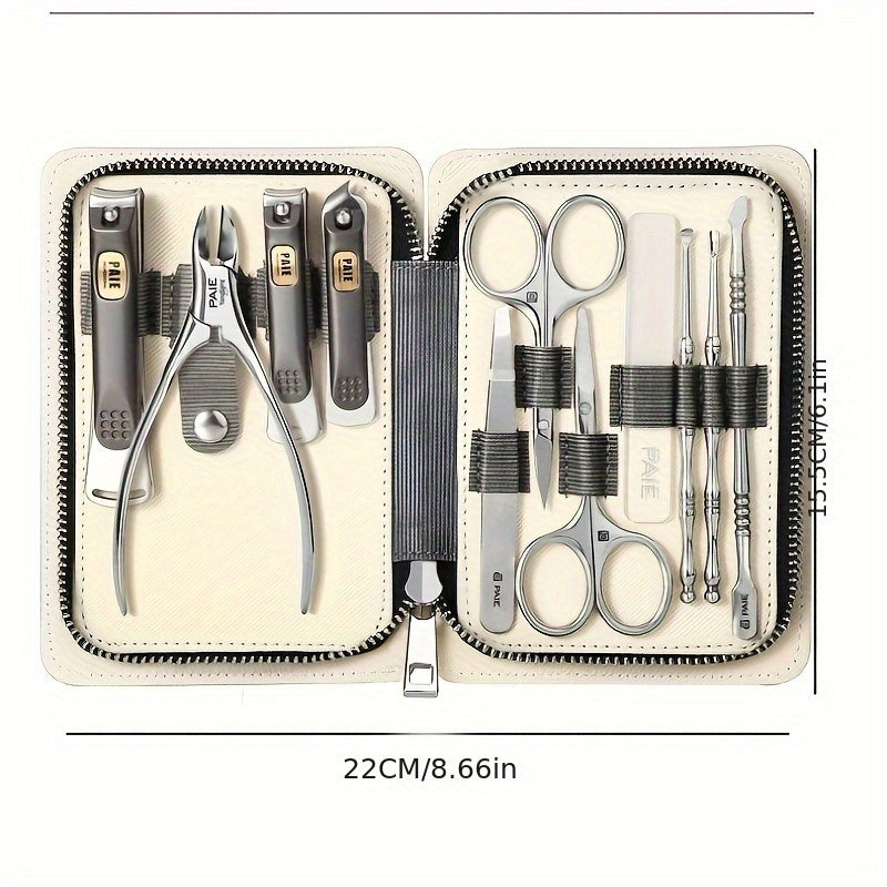 9/11 Stainless Steel Fingernail Clipper Set with Storage Case, Unscented Nail Grooming Kit, Precision Trimming Blade.