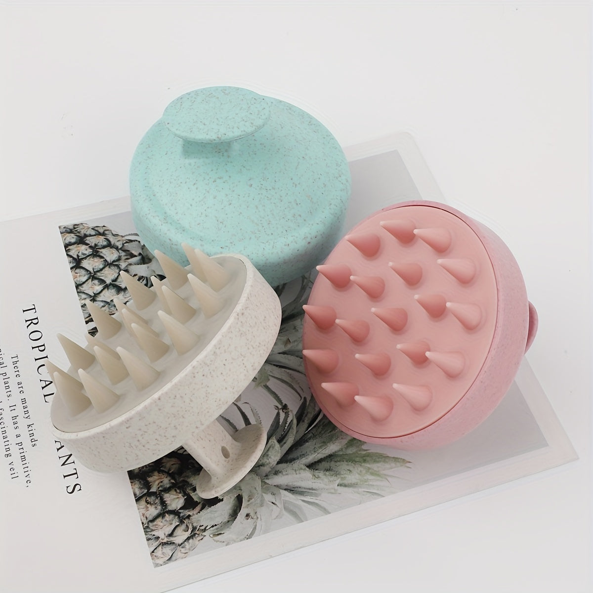 Silicone hair washing brush with plastic massage comb for hair washing and hairdressing.