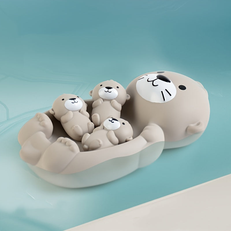 [Customer Favorite] Kids Bath Toy Set featuring a Floating Otter and Water Play Animals in Gray