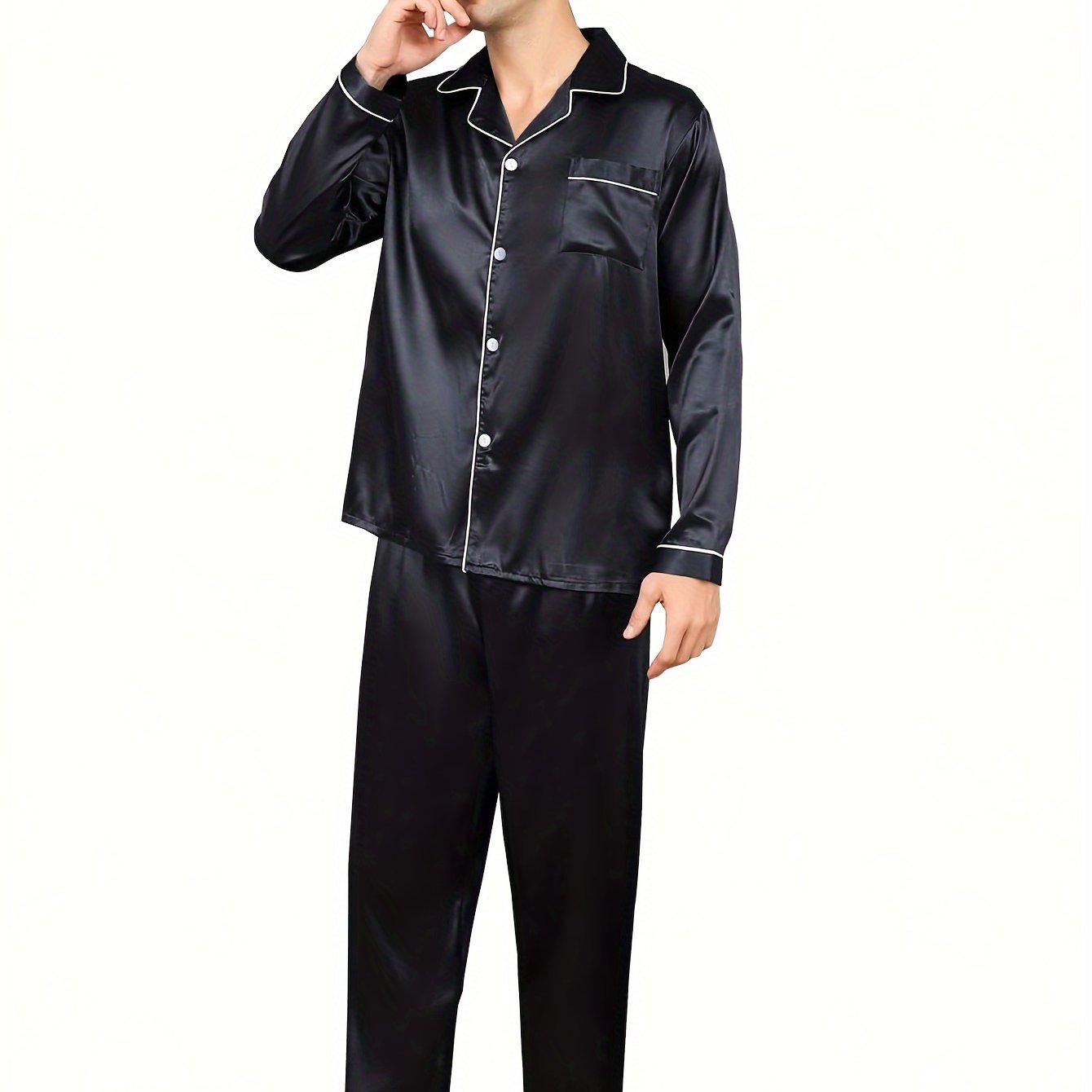 Men's long sleeve spring and autumn imitation leisure home wear set