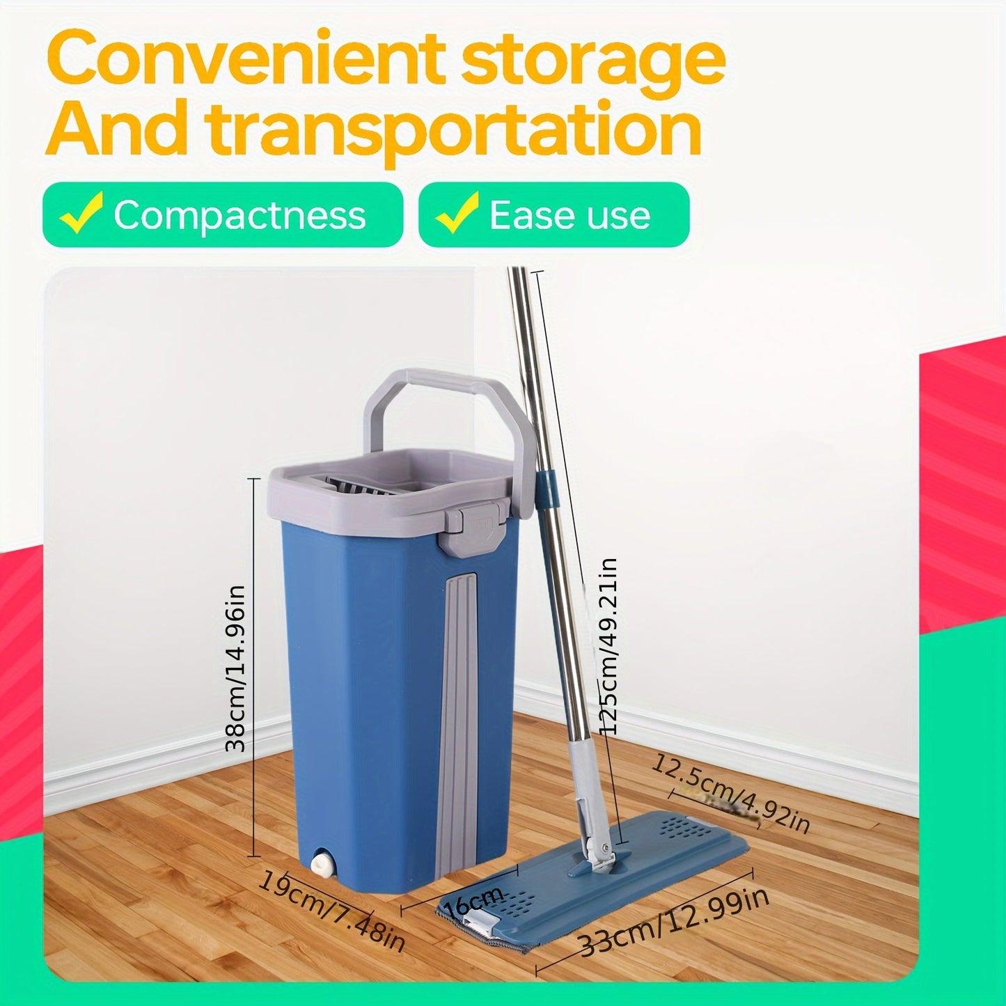 Get the ultimate cleaning companion with the 8L Deep Blue Mop and Bucket Set with Wringer. This high-quality set comes with 2/3/4/6 reusable microfiber pads for effortless cleaning in the kitchen, bedroom, living room, and bathroom.