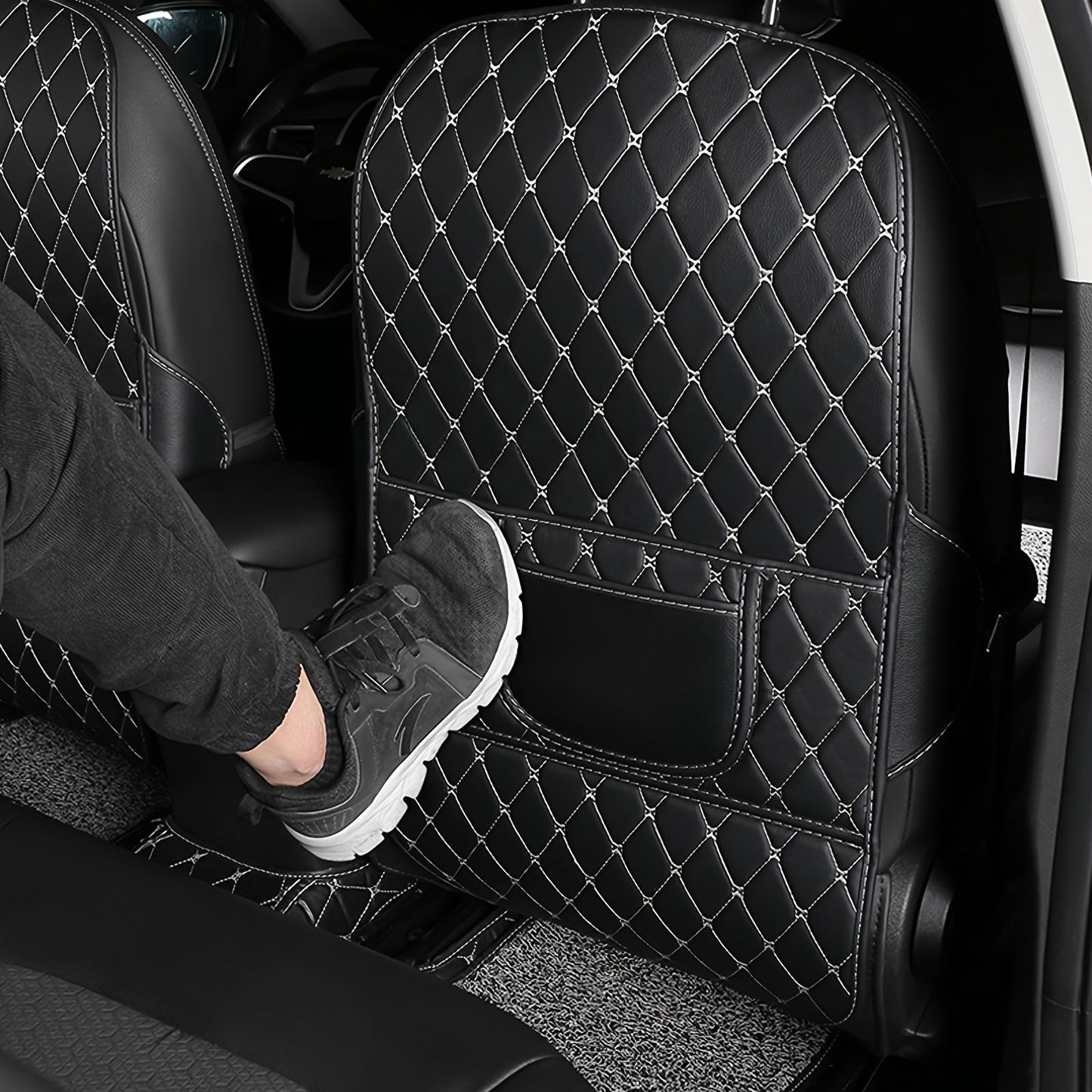 1 or 2 pieces of Car Backseat Kick Mats and Front Seat Protector with Car Storage Bag Caddy for Toys, Drinks, Tissues, Snacks, Phones, and Purse