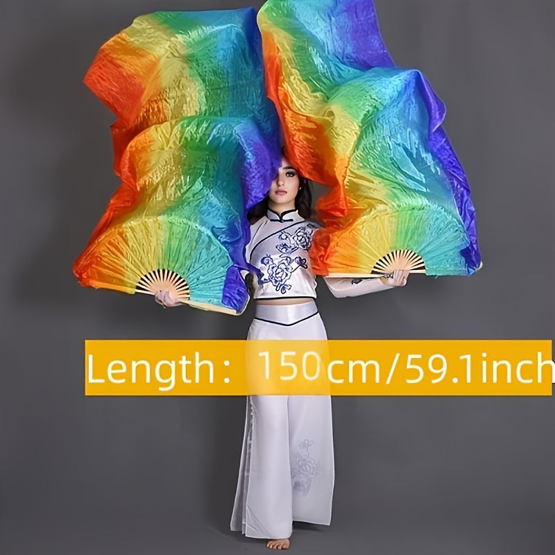 Large Rainbow Folding Fan - Elegant Princess Theme, Colorful Handheld Accessory perfect for Festivals and Parties