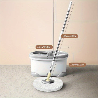 A complete set of dual-drive rotary dolphin mop buckets, including 3 trailers, hands-free cleaning mop, hand pressure rotary dehydrating mop bucket. This set is ideal for wet and dry use, suitable for cleaning hardwood, laminate, tile floors, and other