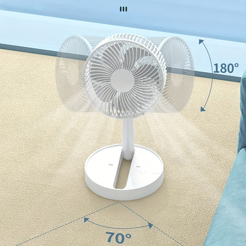 Portable Oscillating Table Fan with Whisper Quiet Operation, Touch Control, USB Rechargeable Battery, Compact and Lightweight Design for Indoor and Outdoor Use, Foldable and Travel-Friendly.