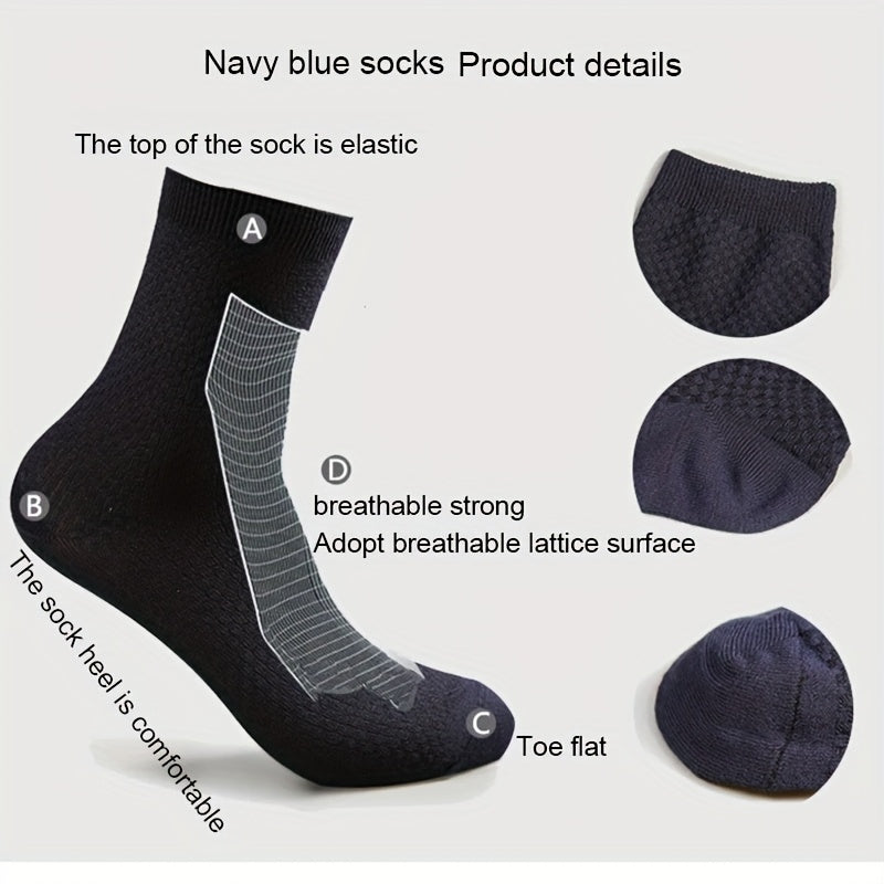 GLENMEARL 10pcs Men's Bamboo Fiber Crew Socks - Breathable and Comfortable for Business & Casual Wear