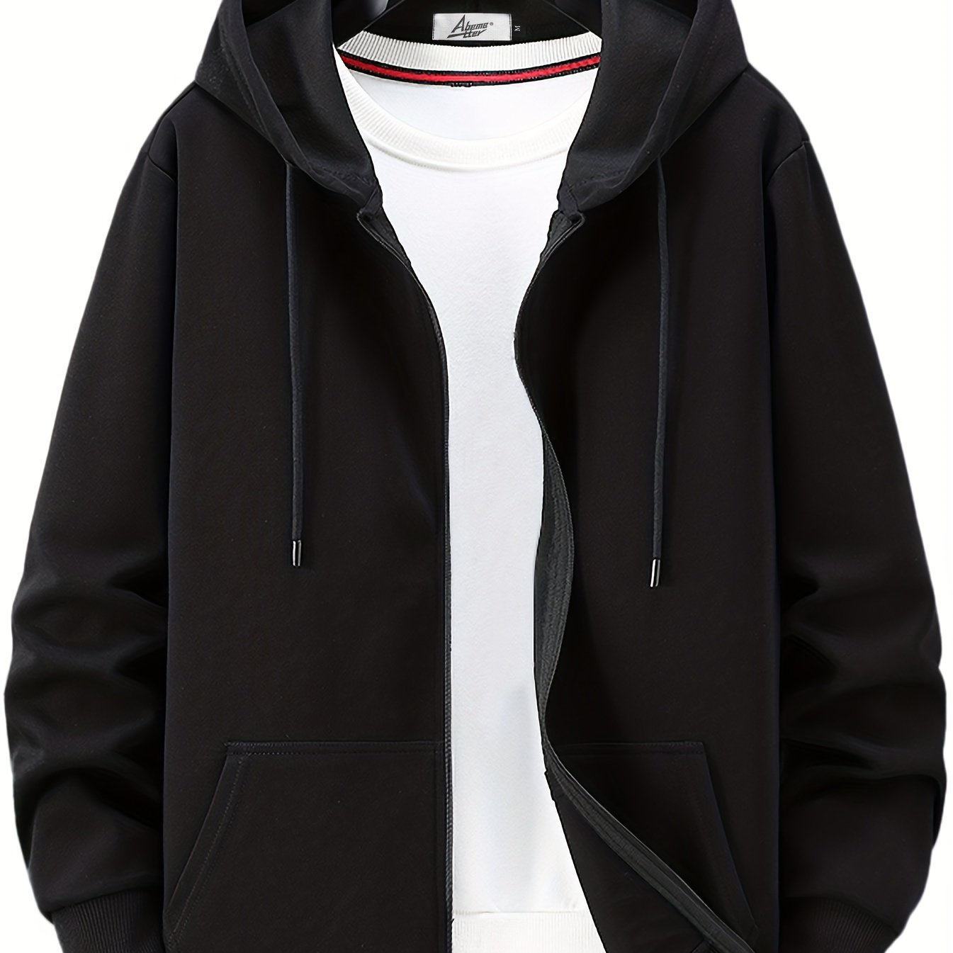 Men's Thin Solid Cotton Zipper Hooded Sweater Coat