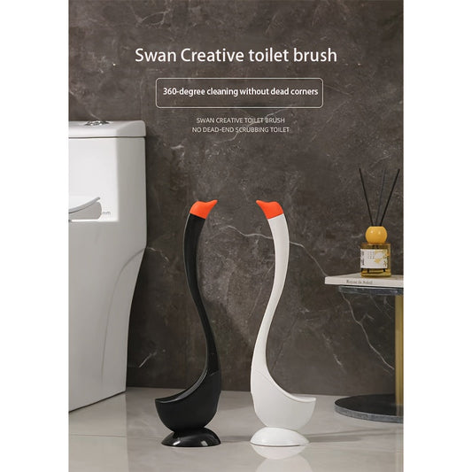 New Swan-Shaped Toilet Brush with Non-Scratch Plastic, Long Handle for Multi-Functional Use, Requires No Electricity, Perfect for Cleaning Bathroom Corners.