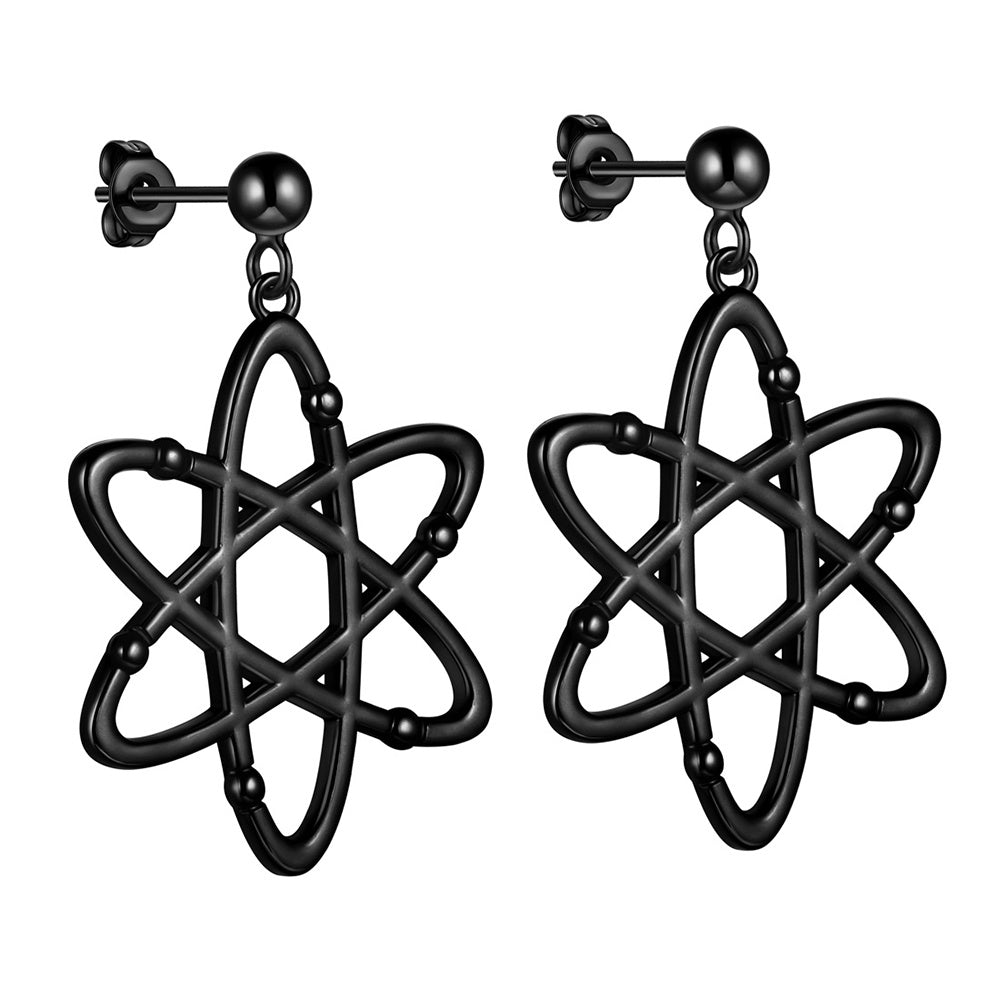 Science-themed Dangle Earrings Featuring Atoms with Six Electrons - Unique Gift for Biology and Chemistry Enthusiasts