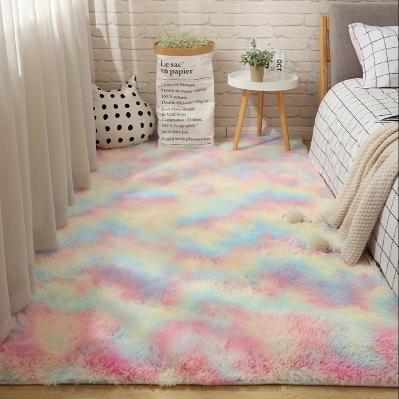 Luxurious Ultra Plush Soft Area Rug, Perfect for Bedroom or Living Room, Tie-Dyed Fluffy Bedside Rug, Machine-Washable Shag Carpet for Nursery, Children's Room, or Home Decor