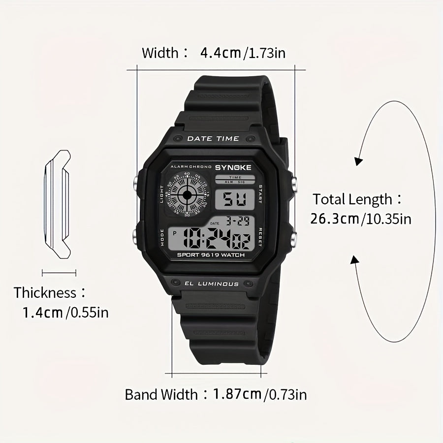 Shiny Waterproof Sports Men's Square Watch, Perfect Gift Option