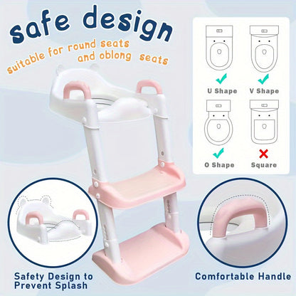 Toilet Training Ladder with Handrail for Kids, Foldable Children's Toilet Seat for Enhanced Safety and Comfort