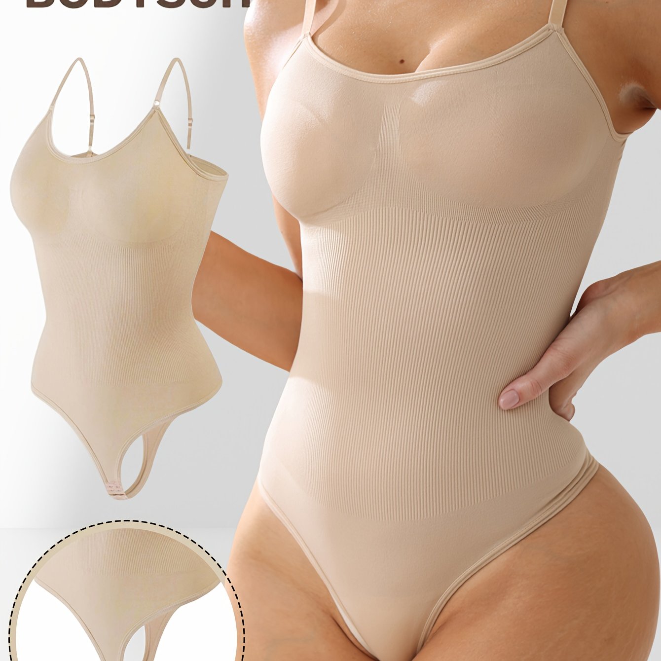 Stylish backless bodysuit for women with high support, tummy control, and slimming design. Made with a nylon-elastane blend, ideal for casual wear.