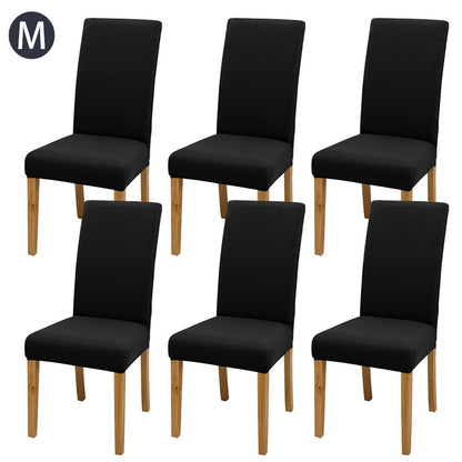 Set of 6 solid color chair covers made of stretch spandex fabric, easily removable and washable, ideal for dining rooms, kitchens, and hotels.