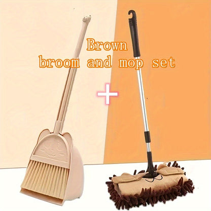 A Cute Mini Broom and Mop Set Perfect for Home Cleaning, Mini Broom Combo for Household Cleaning, Essential Cleaning Supplies and Tools.